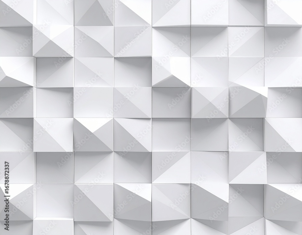 Fototapeta premium Generated image Square Pyramidal Wall Tiles in Grid Formation with Light and Shadow Play