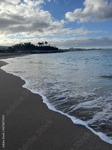 фотографія Calm waves gently washing ashore on a beautiful beach