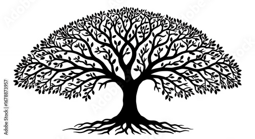 Black and white tree silhouette design for graphic use