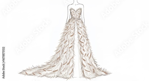 Elegant wedding gown design sketch