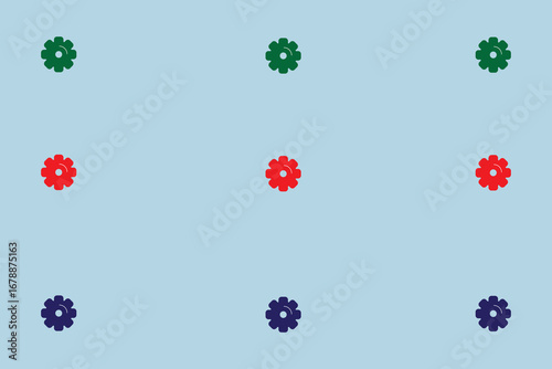 Settings gear icon pack with 9 colourful symbols, arranged in 3 equal rows on a soft blue background.