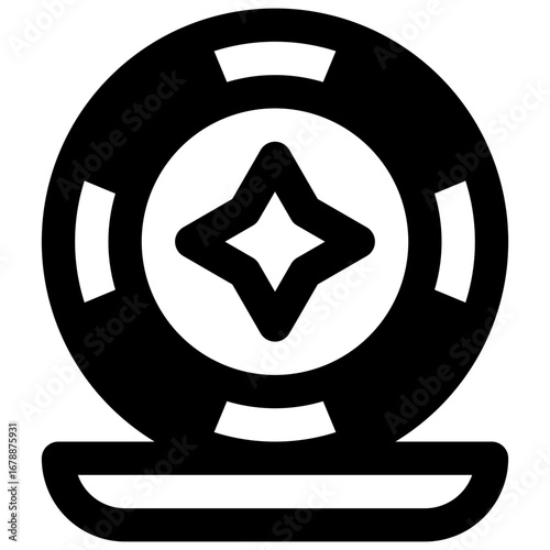 Moral compass. Outlined stroke vector icon with black-filled details.