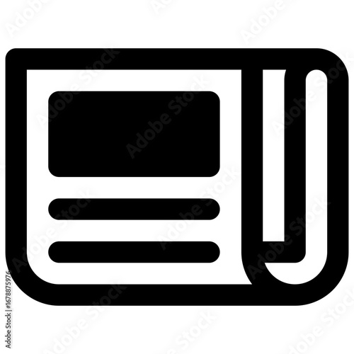 News. Outlined stroke vector icon with black-filled details.