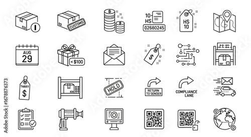Vector Icons Set of Ecommerce and Logistics Thin Line Icon Set for Business. EPS Editable