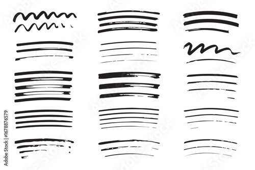 black ink brush strokes vector illustration pack with rough drybrush and splatter styles