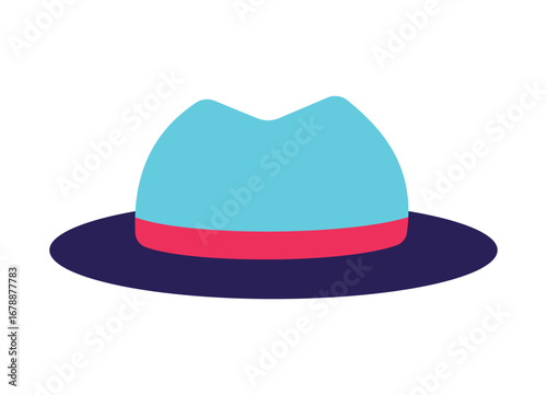 Classic gentleman's hat in modern flat design,Retro fashion and gangster style trilby hat