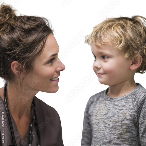nurse with little boy patient on transparent png background