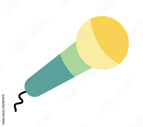 Handheld mic for interview and karaoke in flat design,Music, voice, and audio recording symbol