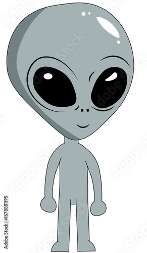 Classic Grey Alien Cartoon Character