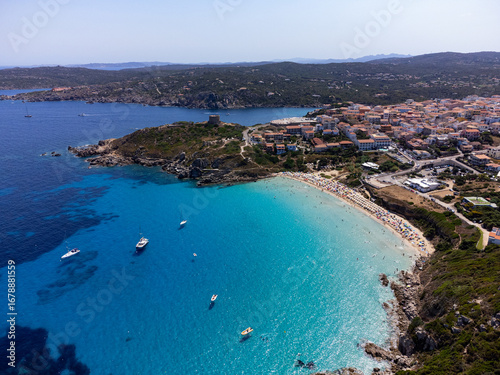 Aerial view of Santa Teresa di Gallura and Rena Bianca beach