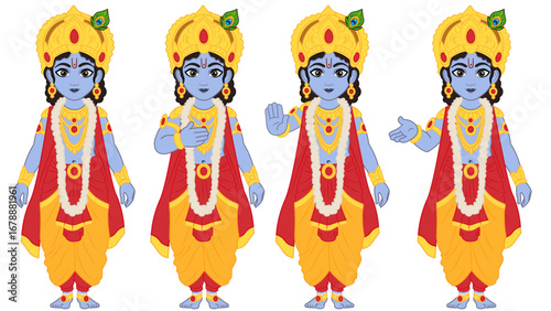 Vector Art Lord Krishna Character Sprite Sheet