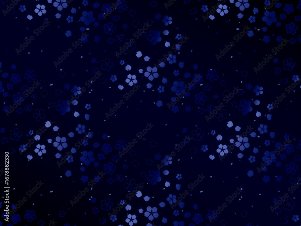 Obraz premium 桜柄、14紺