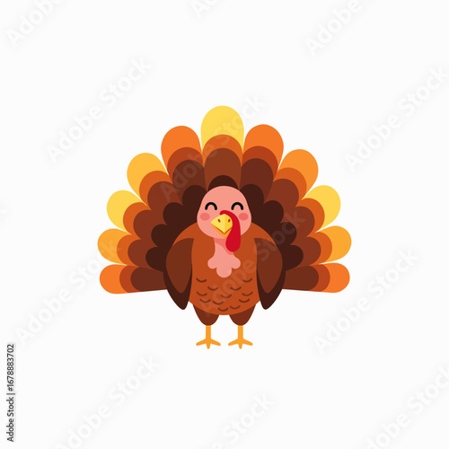 Cute Turkey Bird Showing Off Its Beautiful Colorful Feathers