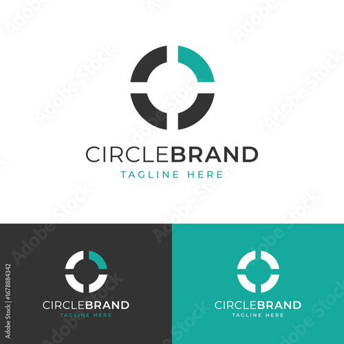 Simple circle letter O path logo symbol icon flat stock vector design