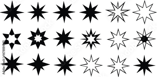 Collection of striking starburst shapes and abstract geometric designs for modern use