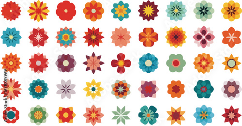 Vibrant geometric floral patterns bring modern artistic flair to any design project