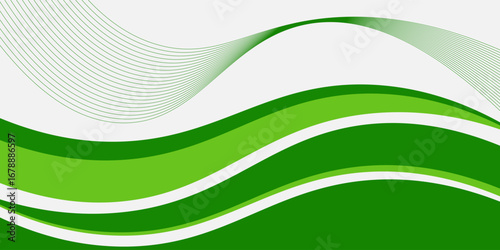 Abstract White and Green wave wide background banner
