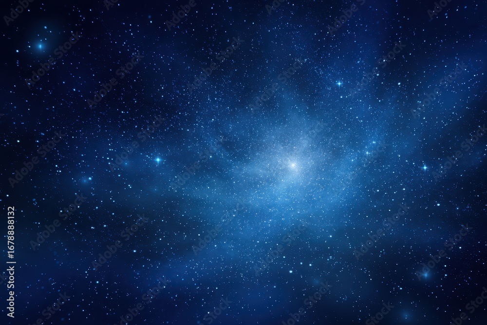 Obraz premium Vibrant blue galaxy with stars and cosmic dust clouds, shining bright. Use as a background for science or space themed design projects.