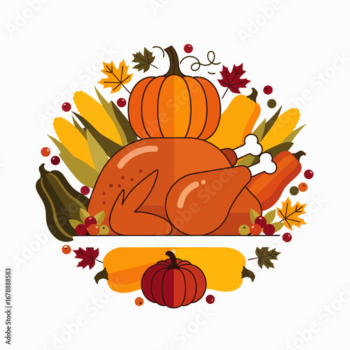 Celebrate Autumn Harvest Festival With Delicious Roasted Turkey and Fresh Vegetables