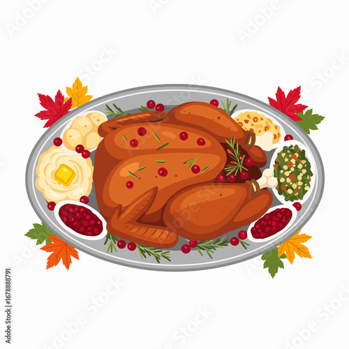 Deliciously Roasted Turkey Dinner With All The Fixings