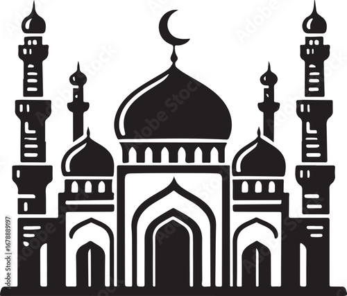 Iconic islamic mosque architecture with crescent moon symbolizing faith and spirituality vector