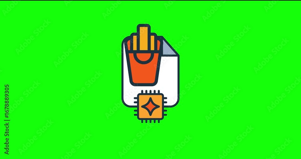 Ai smart ordering animated icon with chip burger and soundwave symbol ...