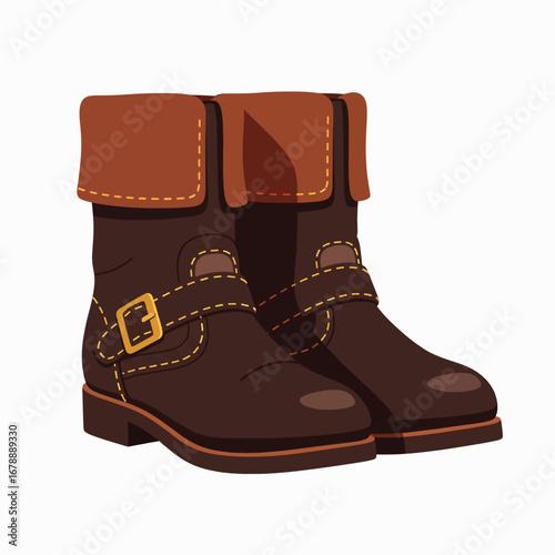 Stylish Dark Brown Buckle Strap Motorcycle Boots for Women