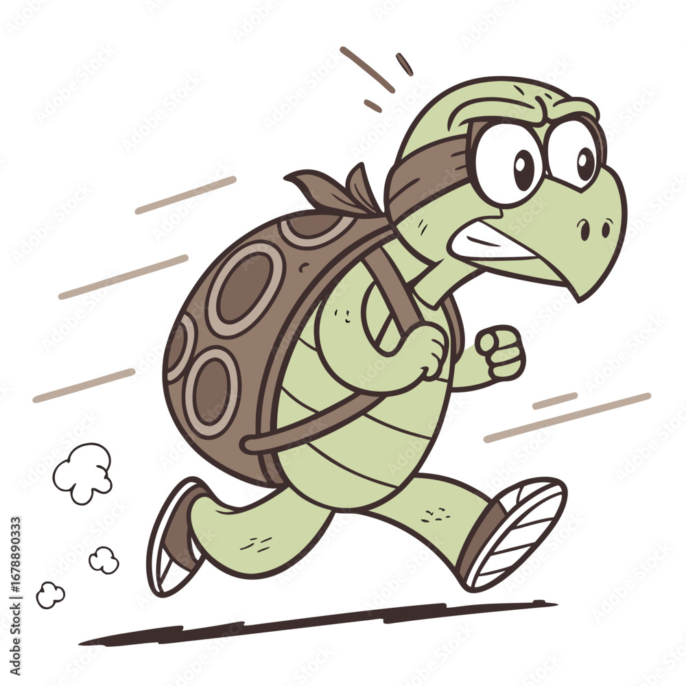 Obraz premium Turtle with Backpack Running