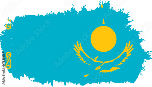 Kazakhstan Map Design with National Flag