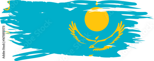 Kazakhstan Map Design with National Flag