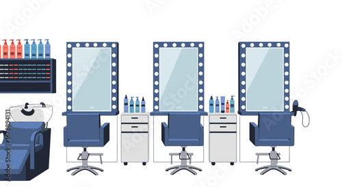 Modern hair salon interior design with mirrors, chairs, and styling stations ready for business