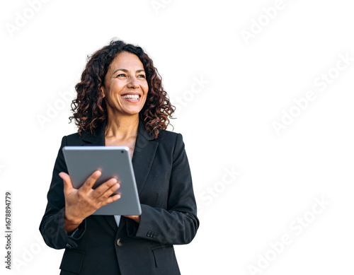 Wallpaper Mural Business portrait isolated on white transparent background- A smiling businesswoman w  Torontodigital.ca