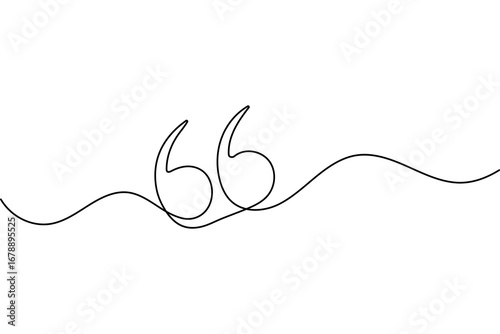 Quotes mark continuous one line abstract drawing isolated minimalist outline vector illustration design
