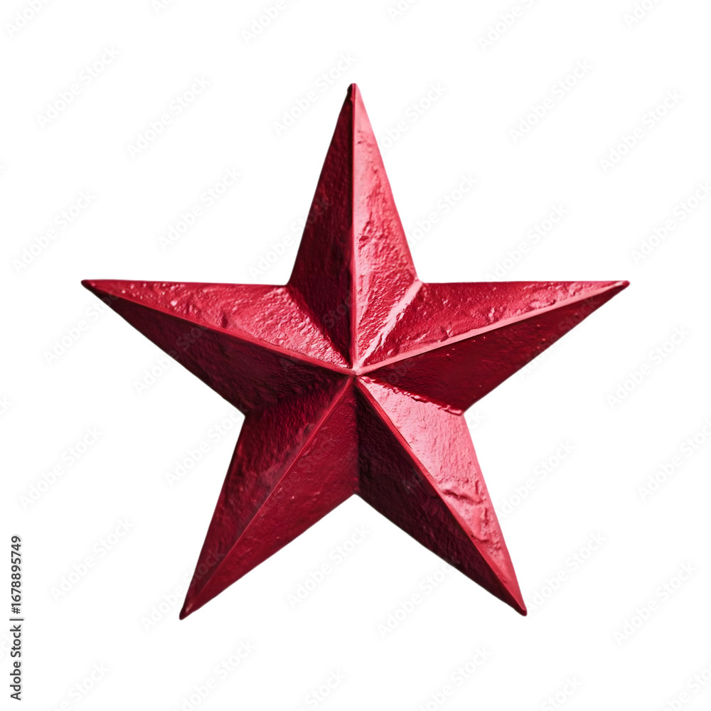 Obraz premium Bold metallic red five-pointed star symbolizing achievement, recognition, and award excellence, perfect for celebratory and motivational projects.