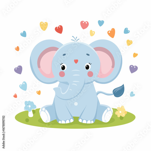 Fröhlicher Elefant im Kinderstil