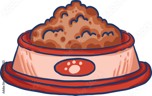 Cat food in a bowl illustration