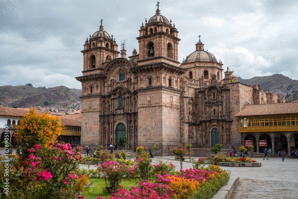 Fototapeta premium Cusco Cathedral, Peru. Majestic South American Cathedral on a Historic Piazza