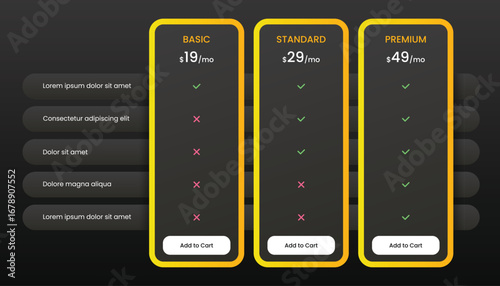 Comparison Plan Pricing Table Design