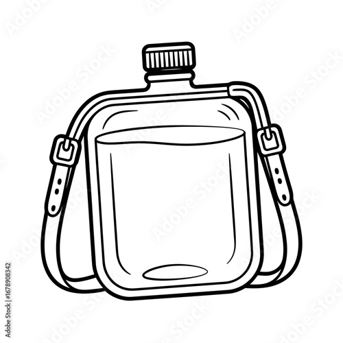 Illustration of a Transparent Water Container with a Strap for Hydration