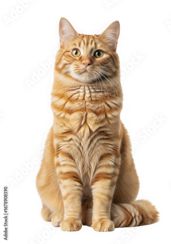 Orange tabby cat isolated on transparent background