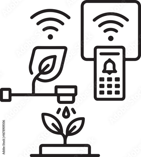 Smart farming technology with wireless control isolated on white background