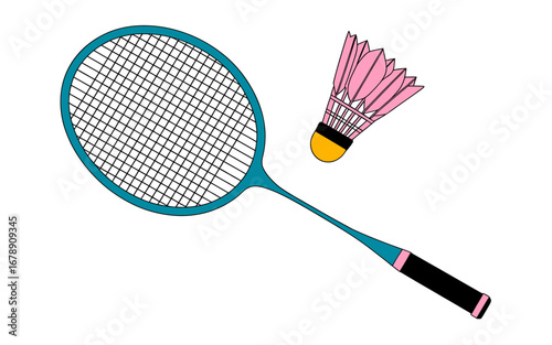 Badminton Game Racket and Shuttlecock for a Fun Sports and Recreational Activity