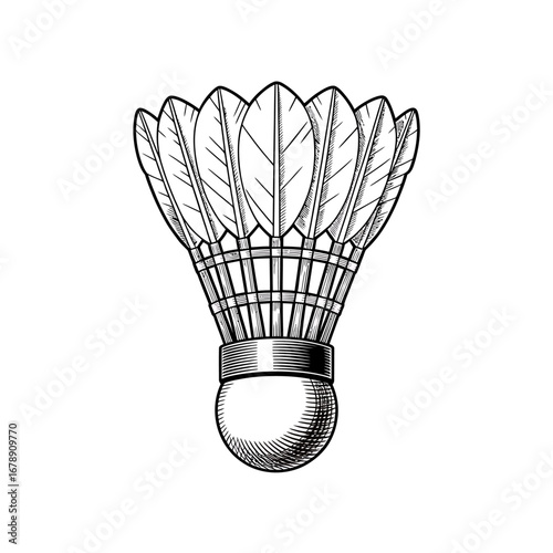 Monochrome badminton shuttlecock vector illustration for sports equipment and isolated designs