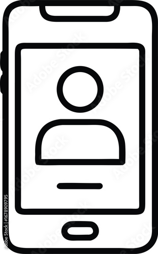 A Simple Line Art Icon of a Smartphone Displaying a User Profile