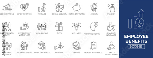 Employee benefits icon set. Simple Modern Icon Collection.