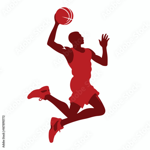 basketball player slam dunk silhouette