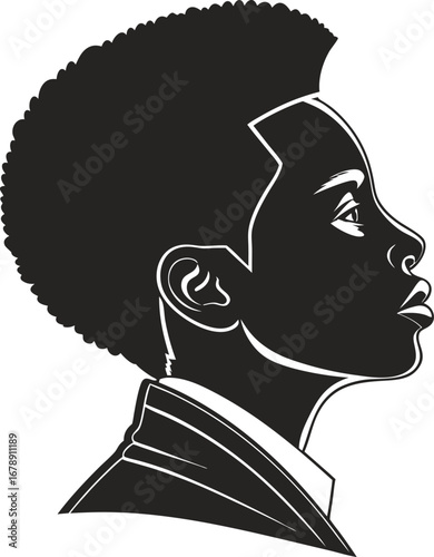Illustration of a young man with afro hairstyle, showcasing modern fashion and style
