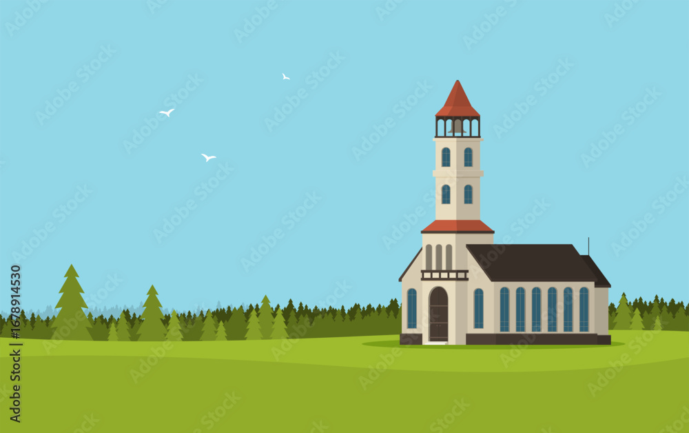 Naklejka premium Christian church flat vector