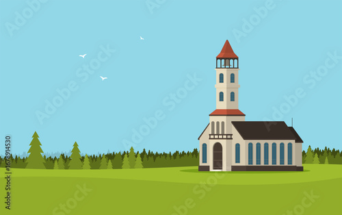 Christian church flat vector