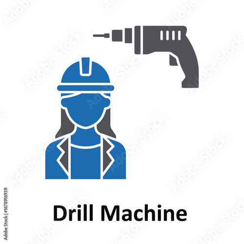Drill machine Vector Icon which can easily modify or edit